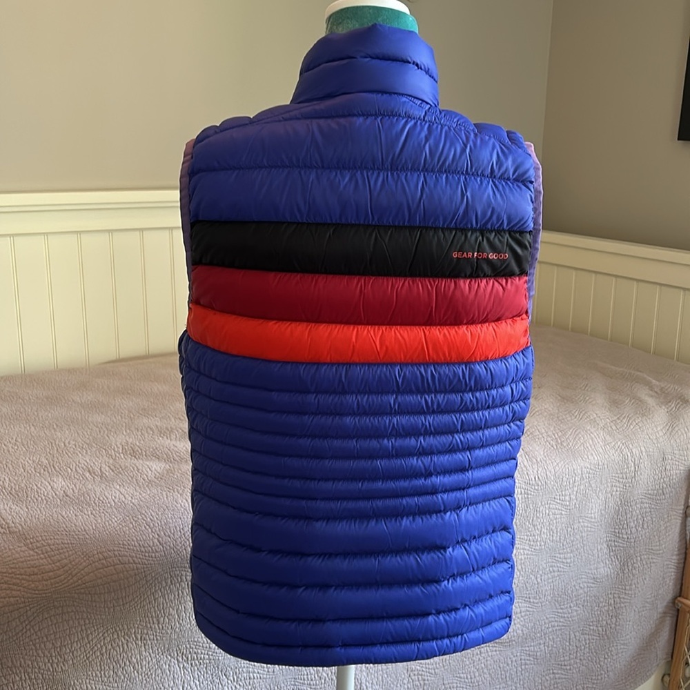 cotopaxi Royal Blue Puffer Vest with Black and Red Stripe - Picture 5 of 9